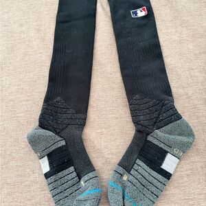 MLB Black Athletic Crew Socks with Gray Cushioned Soles and MLB Logo